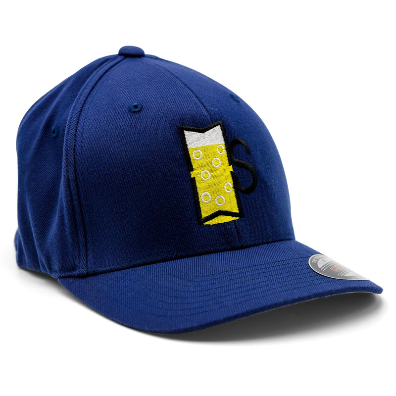 Side-view of the Midwest Supplies Beer Logo Flexfit Baseball Cap