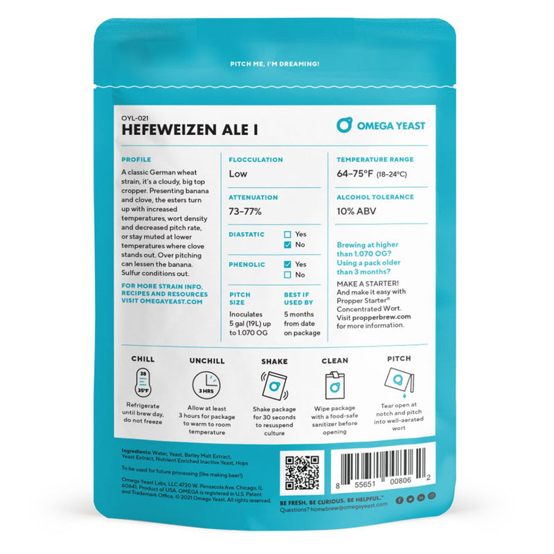 Omega Yeast OYL-021 - Hefeweizen Ale Back