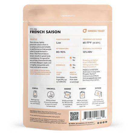 Omega Yeast OYL-026 French Saison Back