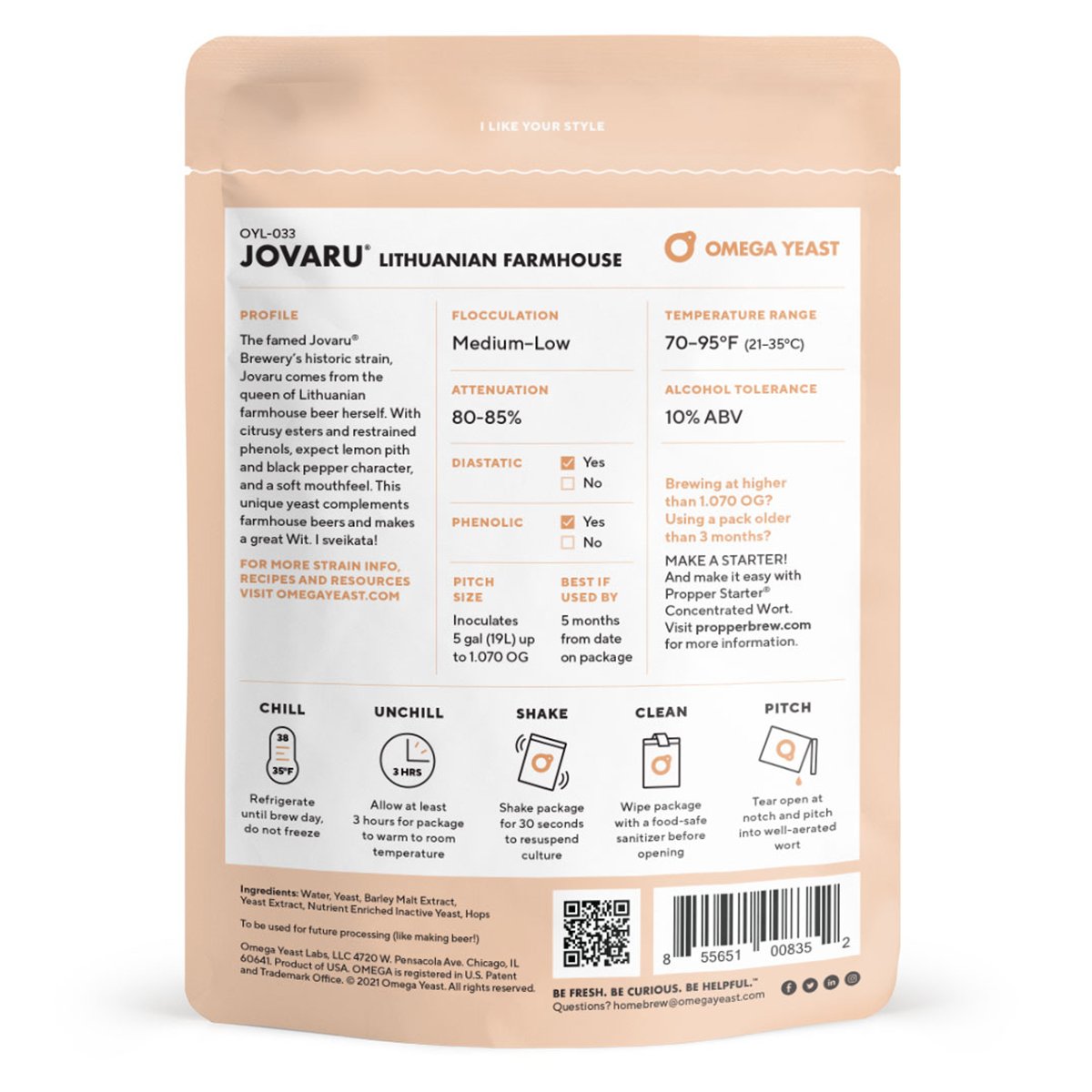Omega Yeast OYL-033  - Jovaru™ Lithuanian Farmhouse Back