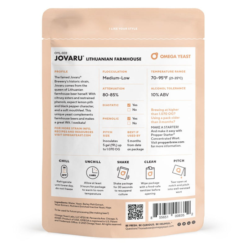 Omega Yeast OYL-033  - Jovaru™ Lithuanian Farmhouse Back