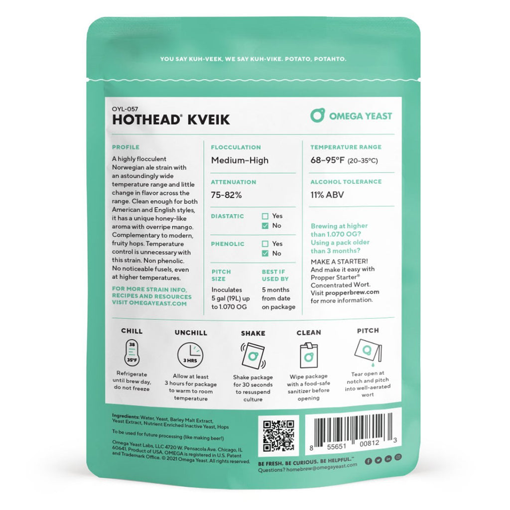Omega Yeast OYL-057 - HotHead Ale Kveik Strain Back