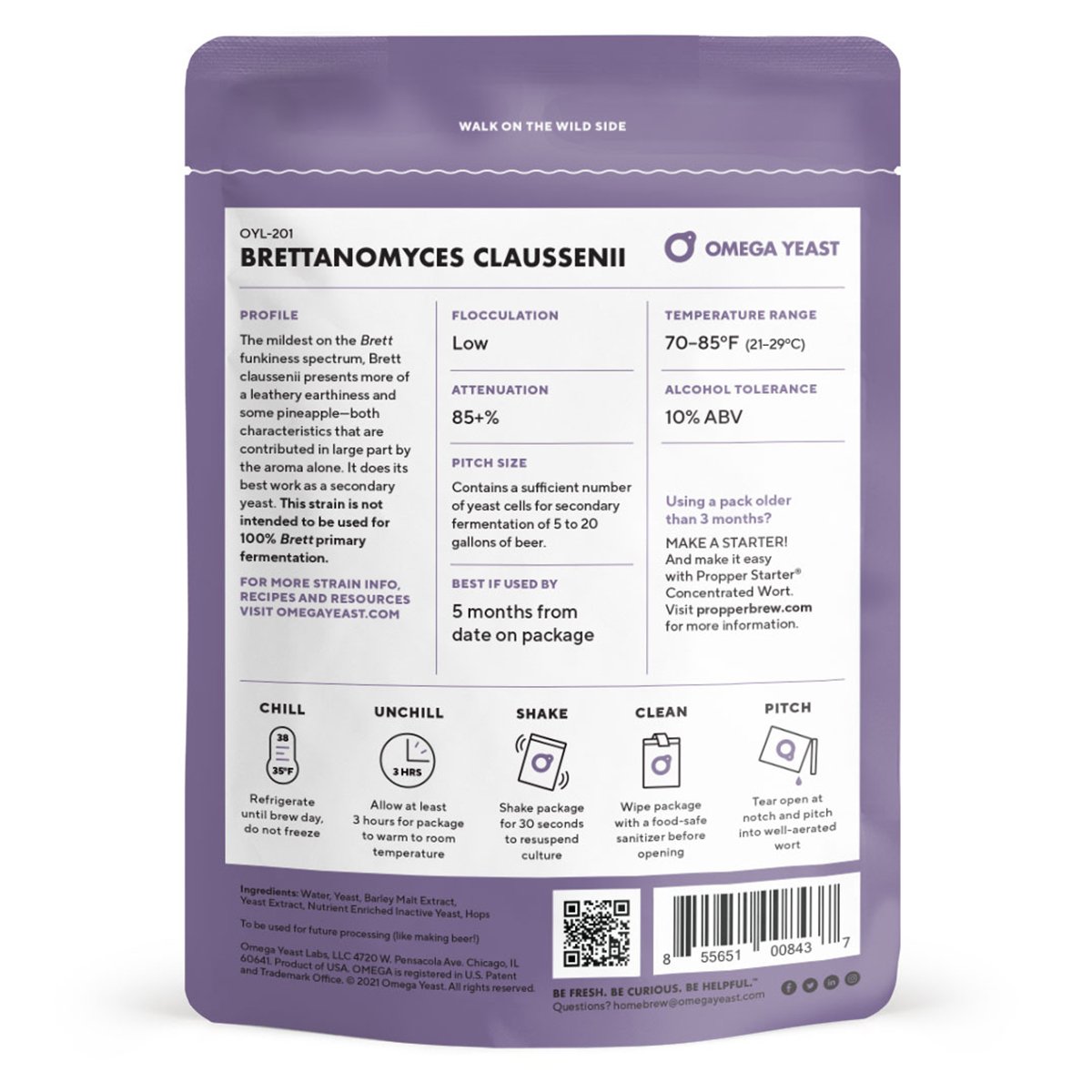 Omega Yeast OYL-201 Brettanomyces claussenii Back