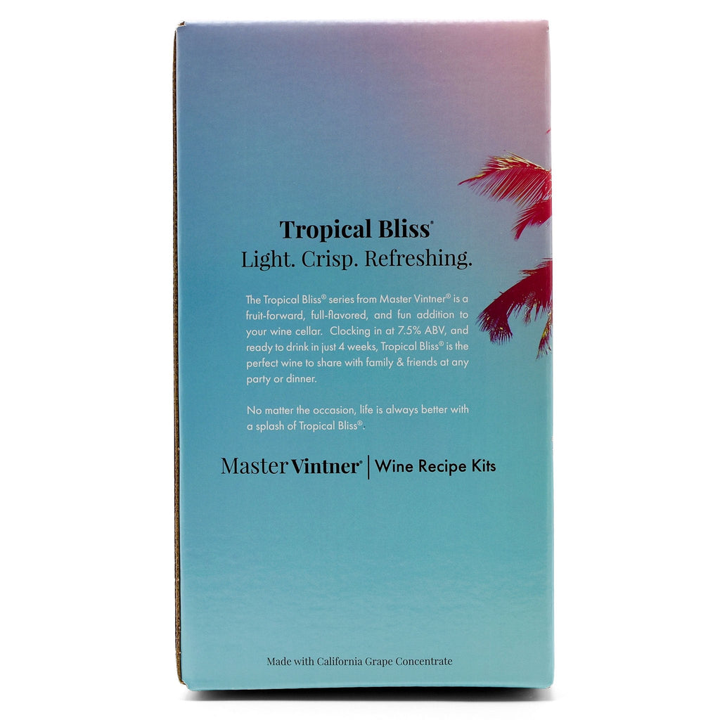 Peach Chardonnay Wine Kit - Master Vintner Tropical Bliss side of box