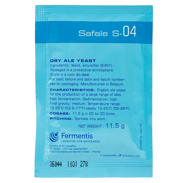 Safale Ale S-04 Whitbread Strain Dry Yeast sachet