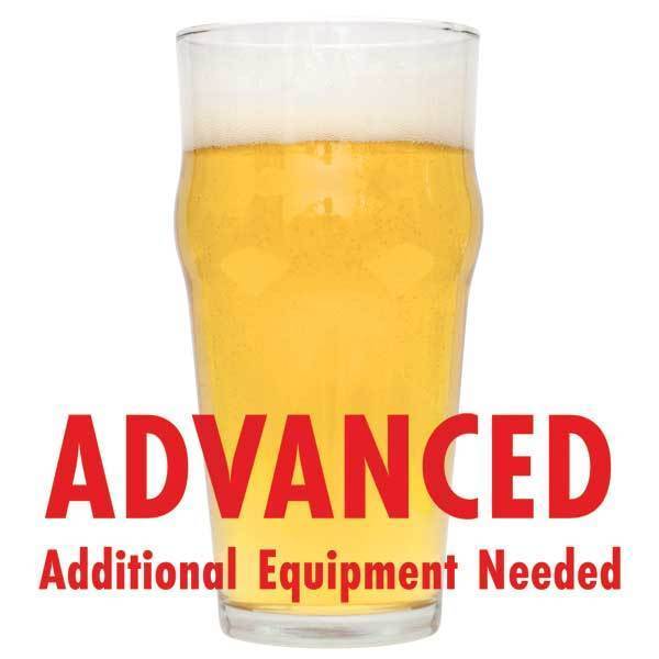 Speckled Heifer in a glass with a customer caution in red text: "Advanced, additional equipment needed" to brew this recipe kit