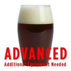 Elegant Bastard American Strong Ale homebrew in a glass with a customer caution in red text: 