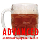 Oktoberfest homebrew in a mug with an All-Grain caution in red text: 