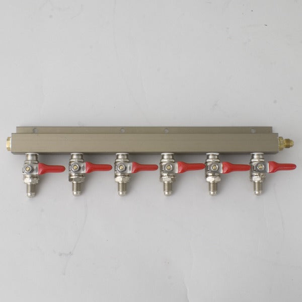 CO2 6-Way Distributor with 1/4-inch MFL shutoffs