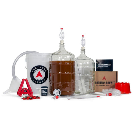 Deluxe Homebrewing Starter Kit with wort in the fermenter