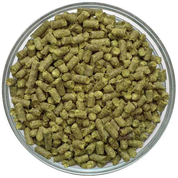 German Hallertau Hop Pellets in a display bowl