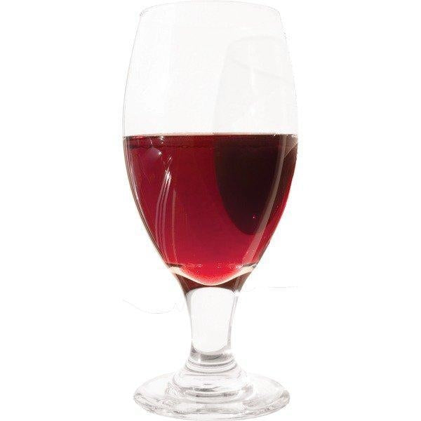 A glass filled with blackberry melomel