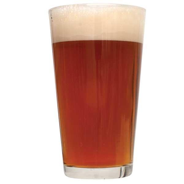 West Coast radical red ale homebrew in a glass