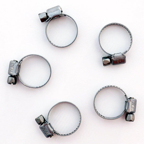 Five #2 Worm Gear Clamps