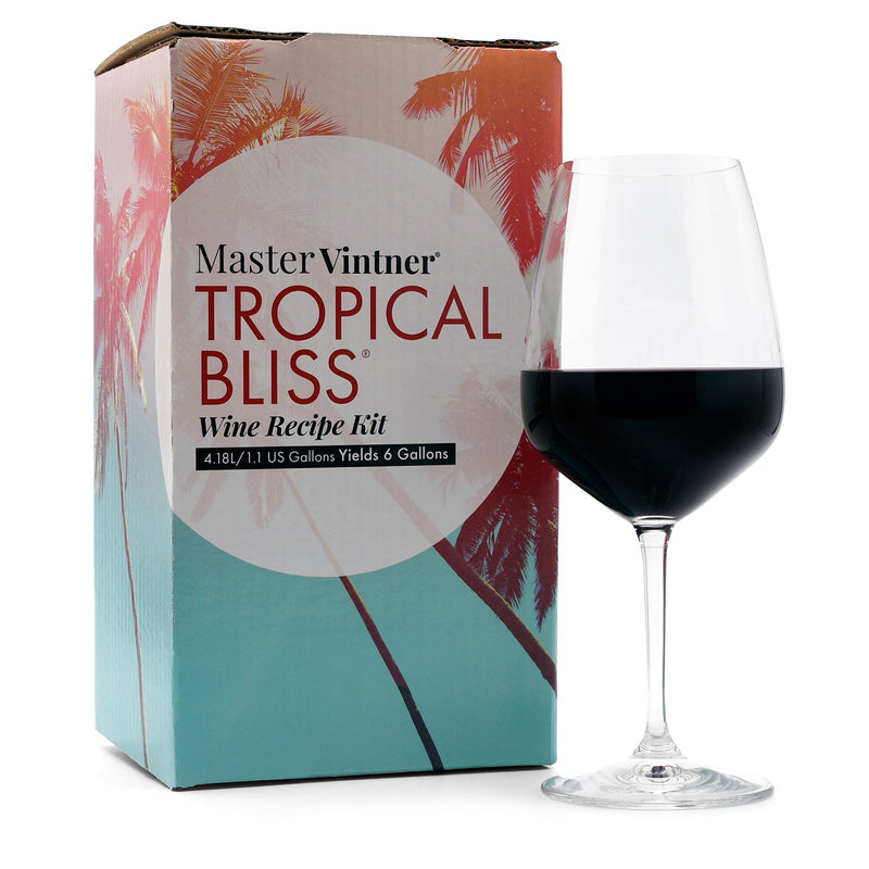 Raspberry Merlot Wine Kit - Master Vintner® Tropical Bliss® with glass