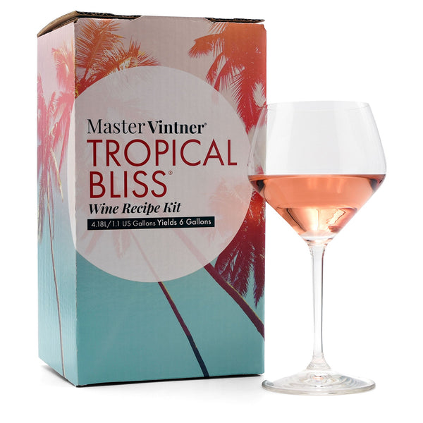 Strawberry White Zinfandel Wine Kit - Master Vintner® Tropical Bliss® with glass