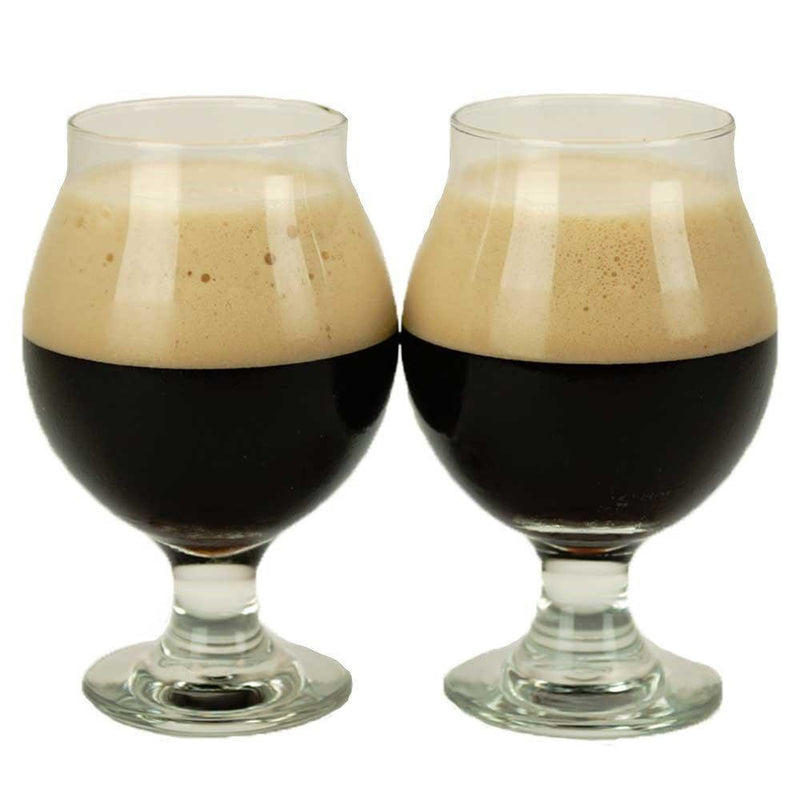 The Mutt Nuts Brown Porter in two drinking glasses