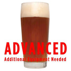 Brickwarmer Holiday Red homebrew in a glass with an All-Grain warning: "Advanced, additional equipment needed"