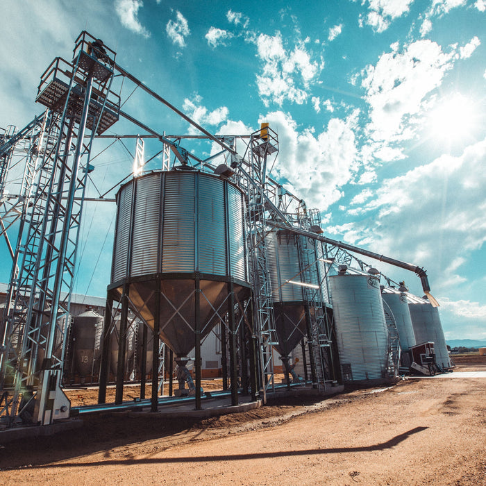 Grain silos at Root Shoot Malting