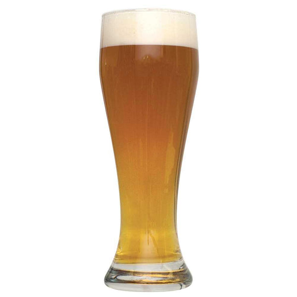 Raspberry Wheat homebrew in a tall glass