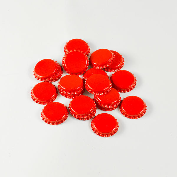 Red Bottle Caps in a pile