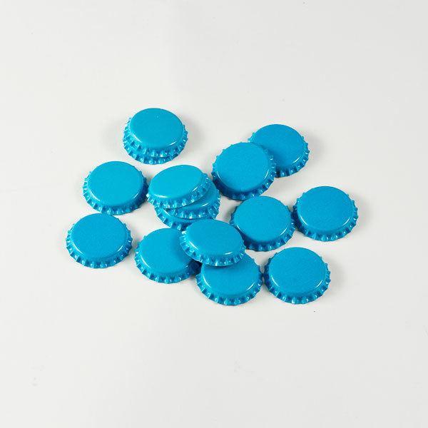 Blue Bottle Caps in a pile
