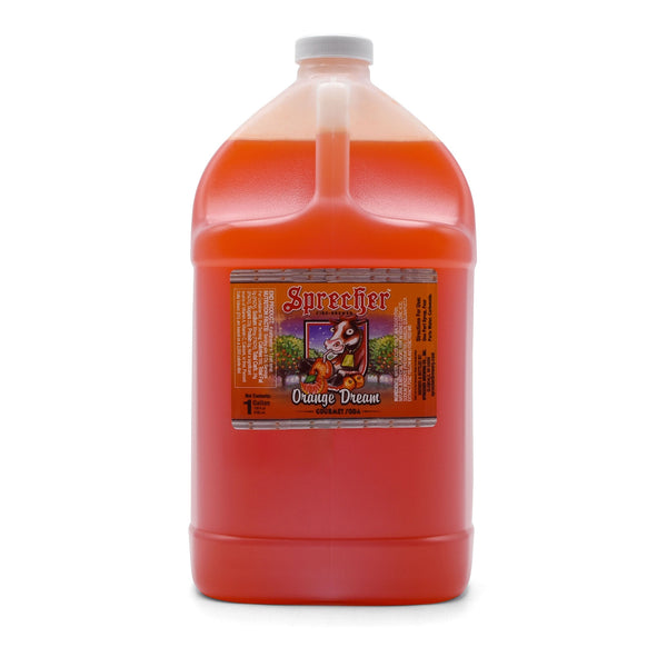 1-gallon jug of Sprecher Orange Dream Soda Extract