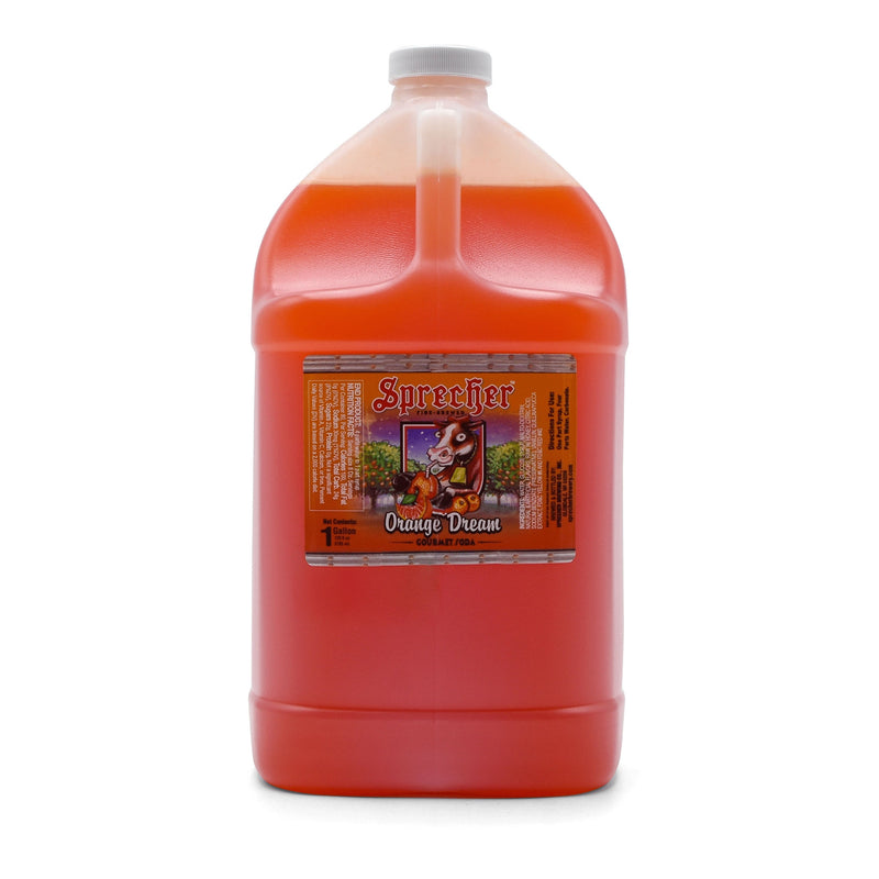 1-gallon jug of Sprecher Orange Dream Soda Extract